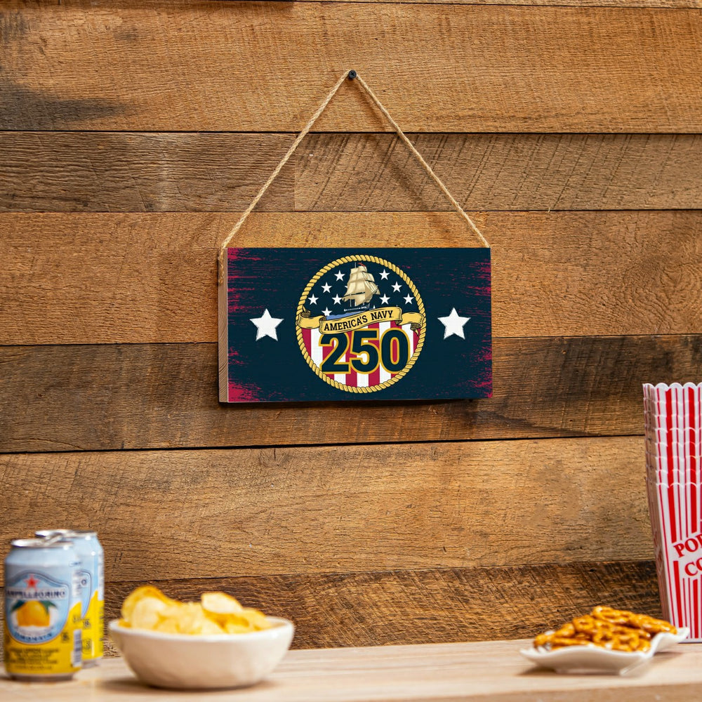 US Navy, 250th Anniversary Wood Wall Sign, 6x11