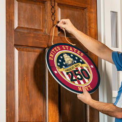 US Navy, 250th Anniversary Round Door Décor with Hanging Rope, 18x18