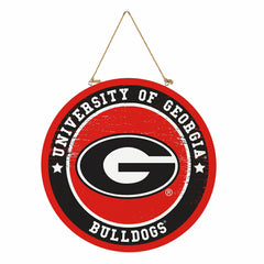 University of Georgia Round Door Décor with Hanging Rope, 18x18