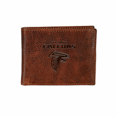 Atlanta Falcons, Embossed 100% Genuine Tumbled Leather Passcase Bi-Fol