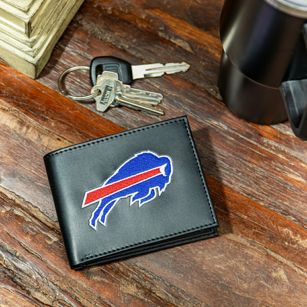 Buffalo Bills Black Bi-Fold Embroidered Wallet w/ RFID Blocking