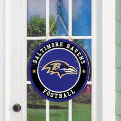 Baltimore Ravens Round Door Décor with Hanging Rope, 18x18