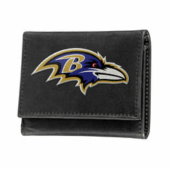 Baltimore Ravens Black Tri-Fold Embroidered Wallet w/ RFID Blocking