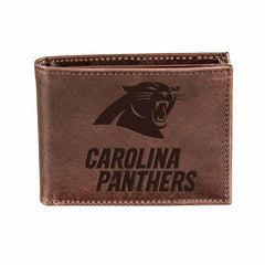 Carolina Panthers, Bi-Fold Wallet, Brown, CH, 100% Genuine Leather
