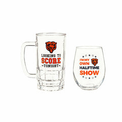 Chicago Bears, Stemless 17OZ Wine & Beer 16 OZ Gift Set