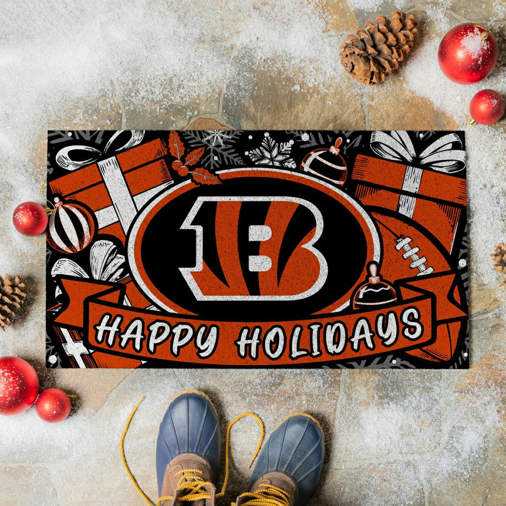 Cincinnati Bengals Holiday PVC Mat, 28"x16"