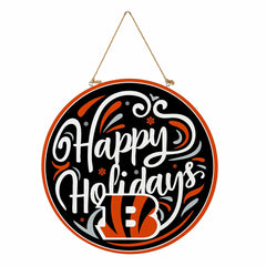 Cincinnati Bengals Holiday Round Door Décor with Hanging Rope, 18x18