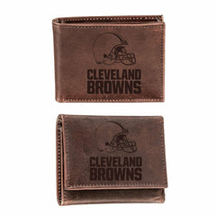 Cleveland Browns, Bi-Fold and Tri-Fold Wallet Gift Set, Brown