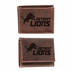 Detroit Lions, Bi-Fold and Tri-Fold Wallet Gift Set, Brown
