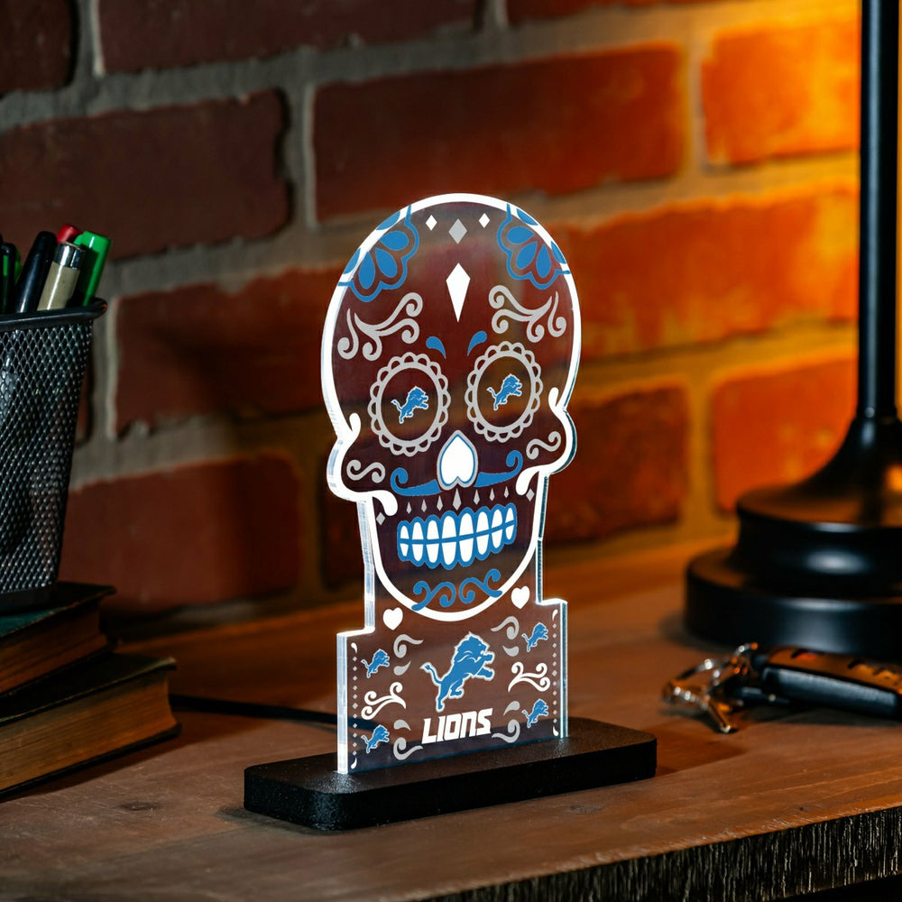 Detroit Lions NFL Football Sugar Skull Desklite LED Decor