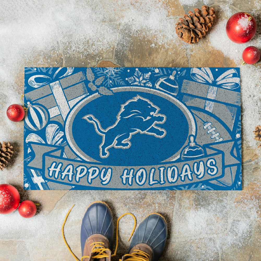 Detroit Lions Holiday PVC Mat, 28"x16"
