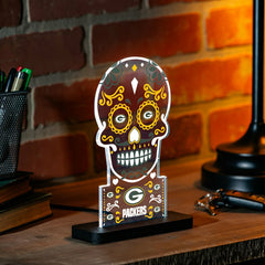 Green Bay Packers NFL Football Sugar Skull Desklite LED Decor
