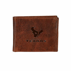 Houston Texans, Embossed 100% Genuine Tumbled Leather Passcase Bi-Fold