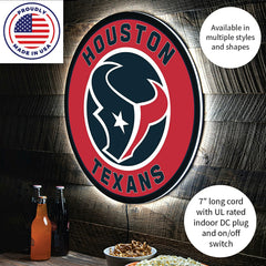 LED Wall Decor, Round, Houston Texans