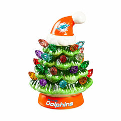 4" Mini LED Tabletop Christmas Tree, Set of 2, Miami Dolphins