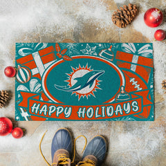 Miami Dolphins Holiday PVC Mat, 28"x16"