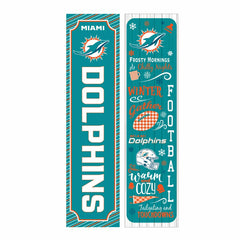 46" Double Sided Leaner, Miami Dolphins, Winter Seasonal
