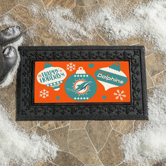 Miami Dolphins Holiday Flocked Coir Sassafras Switch Mat, 22"x10"