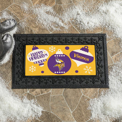 Minnesota Vikings Holiday Flocked Coir Sassafras Switch Mat, 22"x10"