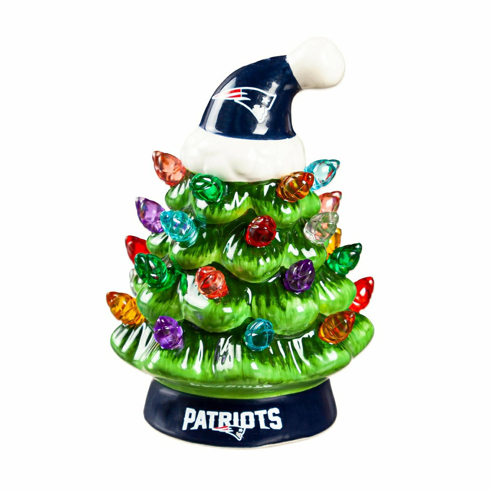 4" Mini LED Tabletop Christmas Tree, Set of 2, New England Patriots