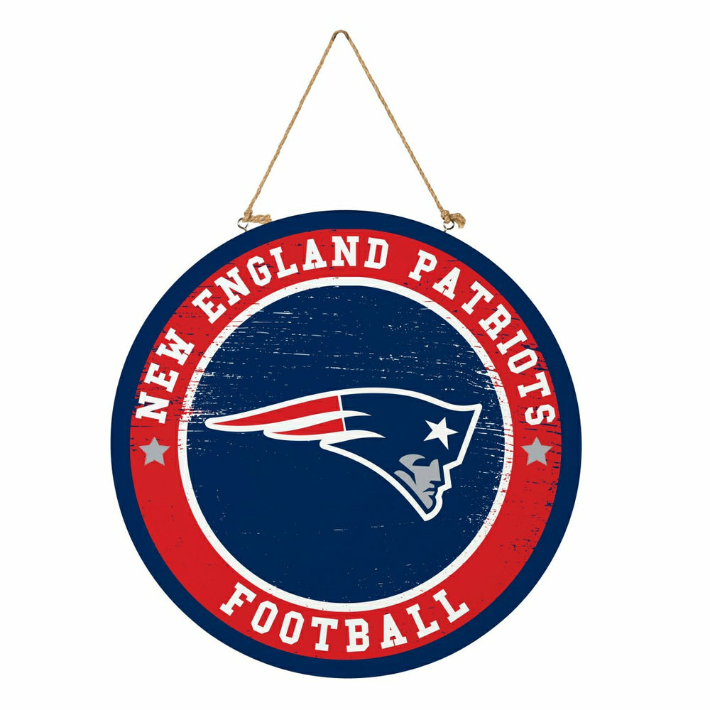 New England Patriots Round Door Décor with Hanging Rope, 18x18