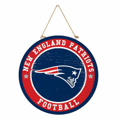 New England Patriots Round Door Décor with Hanging Rope, 18x18