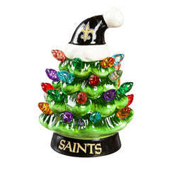 4" Mini LED Tabletop Christmas Tree, Set of 2, New Orleans Saints