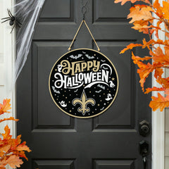 New Orleans Saints Halloween Round Door Décor with Hanging Rope, 18x18