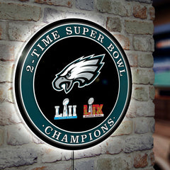 Philadelphia Eagles Multi-Win Superbowl Champions Football Round LED W