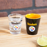 Pittsburgh Steelers 4-Piece Ceramic and Glass 2oz. Shot Glass Set