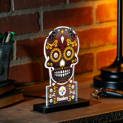 Pittsburgh Steelers NFL Football Sugar Skull Desklite LED Decor