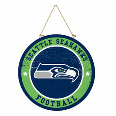 Seattle Seahawks Round Door Décor with Hanging Rope, 18x18