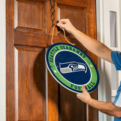 Seattle Seahawks Round Door Décor with Hanging Rope, 18x18