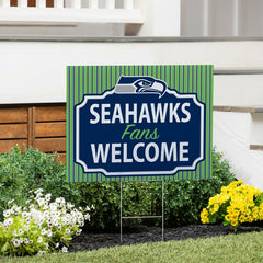 Seattle Seahawks Coroplast Yard Sign, "Fans Welcome"
