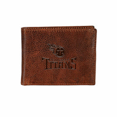 Tennessee Titans, Embossed 100% Genuine Tumbled Leather Passcase Bi-Fo