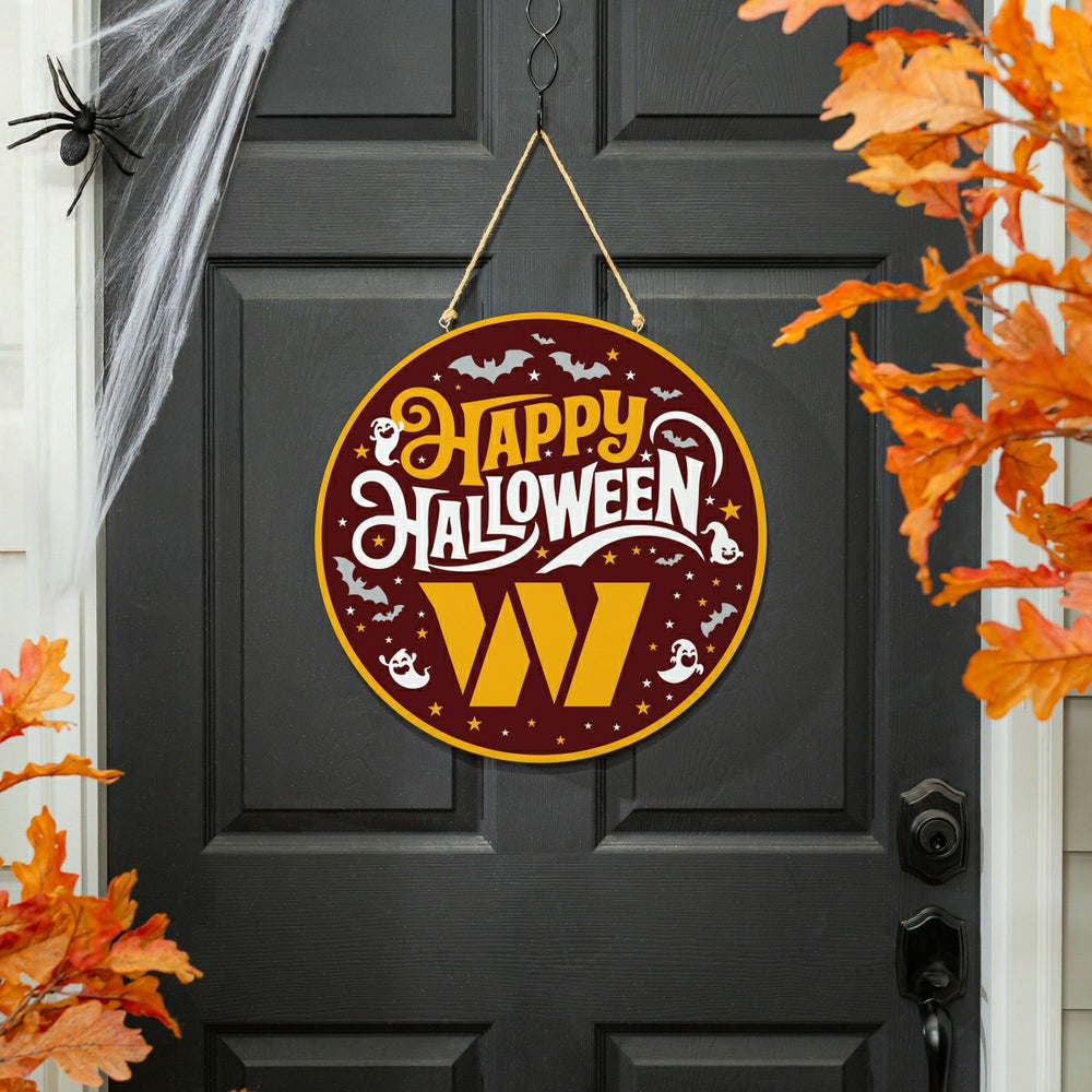 Washington Commanders Halloween Round Door Décor with Hanging Rope, 18
