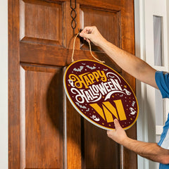 Washington Commanders Halloween Round Door Décor with Hanging Rope, 18