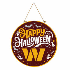 Washington Commanders Halloween Round Door Décor with Hanging Rope, 18