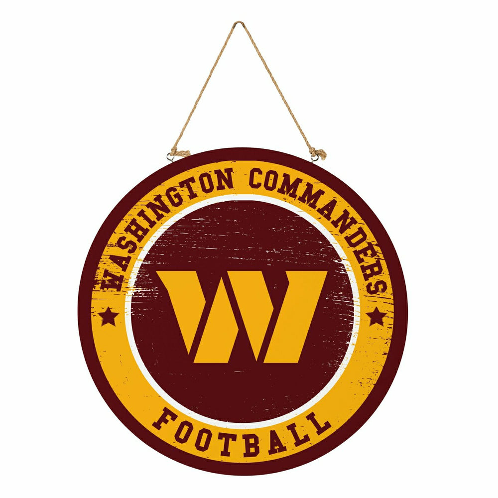 Washington Commanders Round Door Décor with Hanging Rope, 18x18