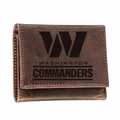 Washington Commanders, Tri-Fold Wallet, Brown, CH, 100% Genuine Leathe