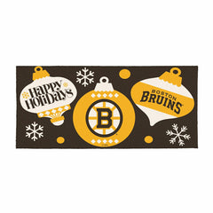 Boston Bruins Holiday Flocked Coir Sassafras Switch Mat, 22"x10"