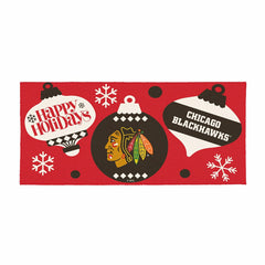 Chicago Blackhawks Holiday Flocked Coir Sassafras Switch Mat, 22"x10"