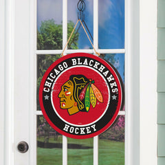 Chicago Blackhawks Round Door Décor with Hanging Rope, 18x18