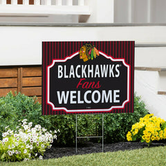 Chicago Blackhawks Coroplast Yard Sign, "Fans Welcome"