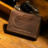 Detroit Red Wings, Tri-Fold Wallet, Brown, CH, 100% Genuine Leather