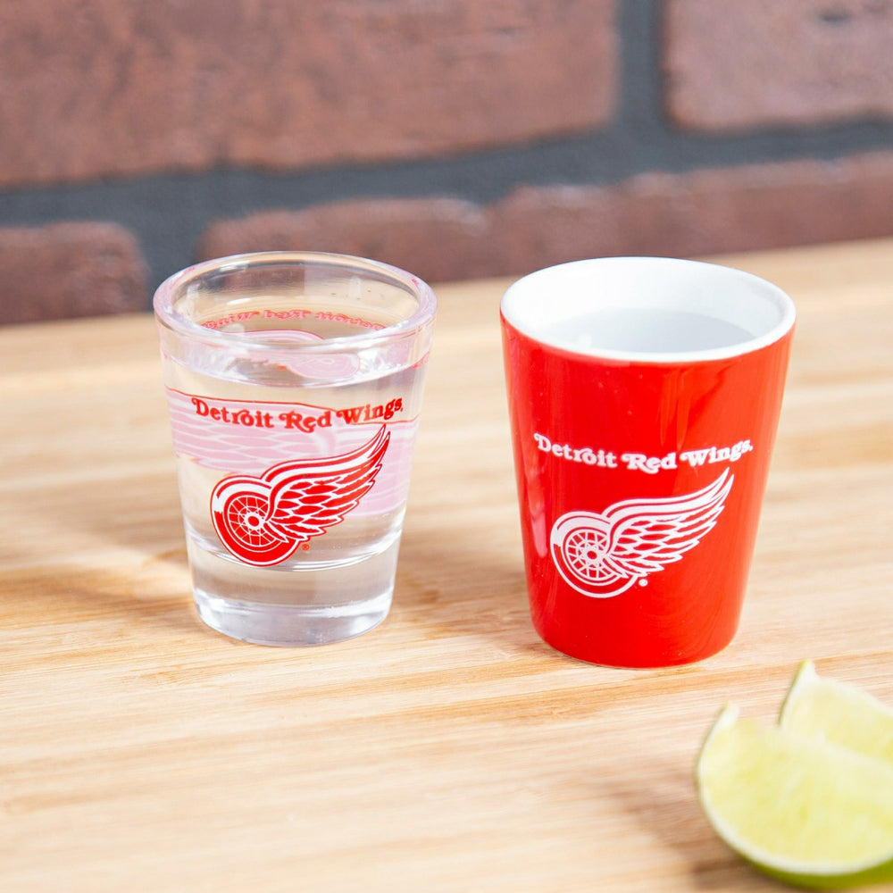 Detroit Red Wings 4-Piece Ceramic and Glass 2oz. Shot Glass Set