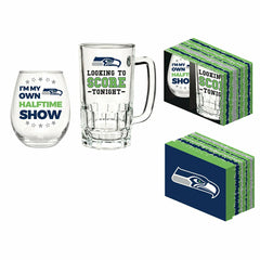 Seattle Seahawks, Stemless 17OZ Wine & Beer 16 OZ Gift Set