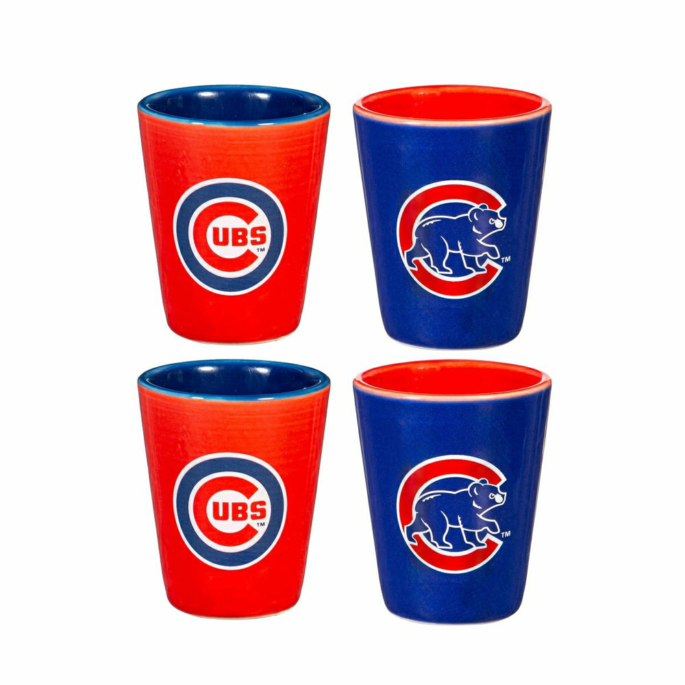 Chicago Cubs 4-Piece Ceramic 2oz. Shot Glass Set