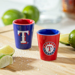 Texas Rangers 4-Piece Ceramic 2oz. Shot Glass Set