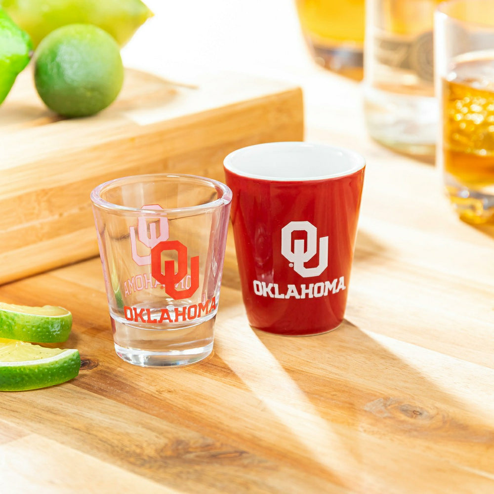 University of Oklahoma 4-Piece Ceramic and Glass 2oz. Shot Glass Set